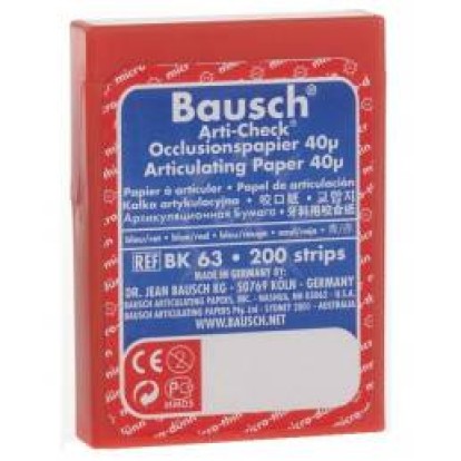 Артикуляционная бумага Bausch ВК 63 красная/синяя, 200л (40мкм)