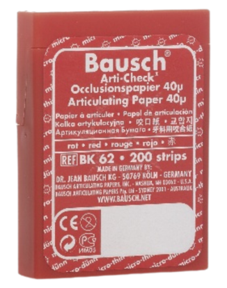 Артикуляционная бумага Bausch ВК 62 (200 шт. 40 мкм) / Bausch