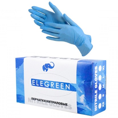 Перчатки Elegreen  нитриловые голубые  L   (50пар)