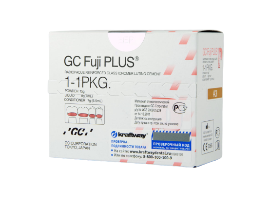 Фуджи Плюс / GC Fuji Plus YELLOW - стеклоиономерный цемент для постоянной фиксации (15 г+7г), GC / Япония