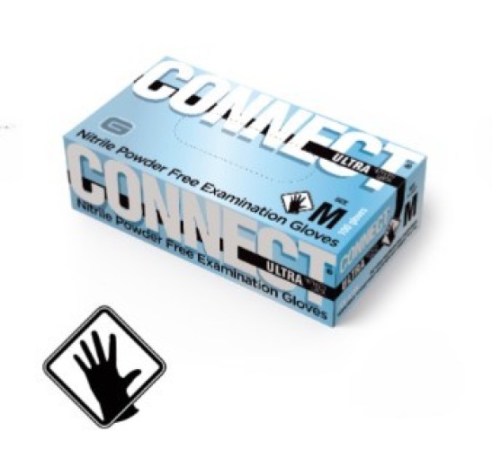 Перчатки CONNECT  ULTRA nitrile (S) - нитриловые, текстурированные (50пар), TOP GLOVE / Малайзия